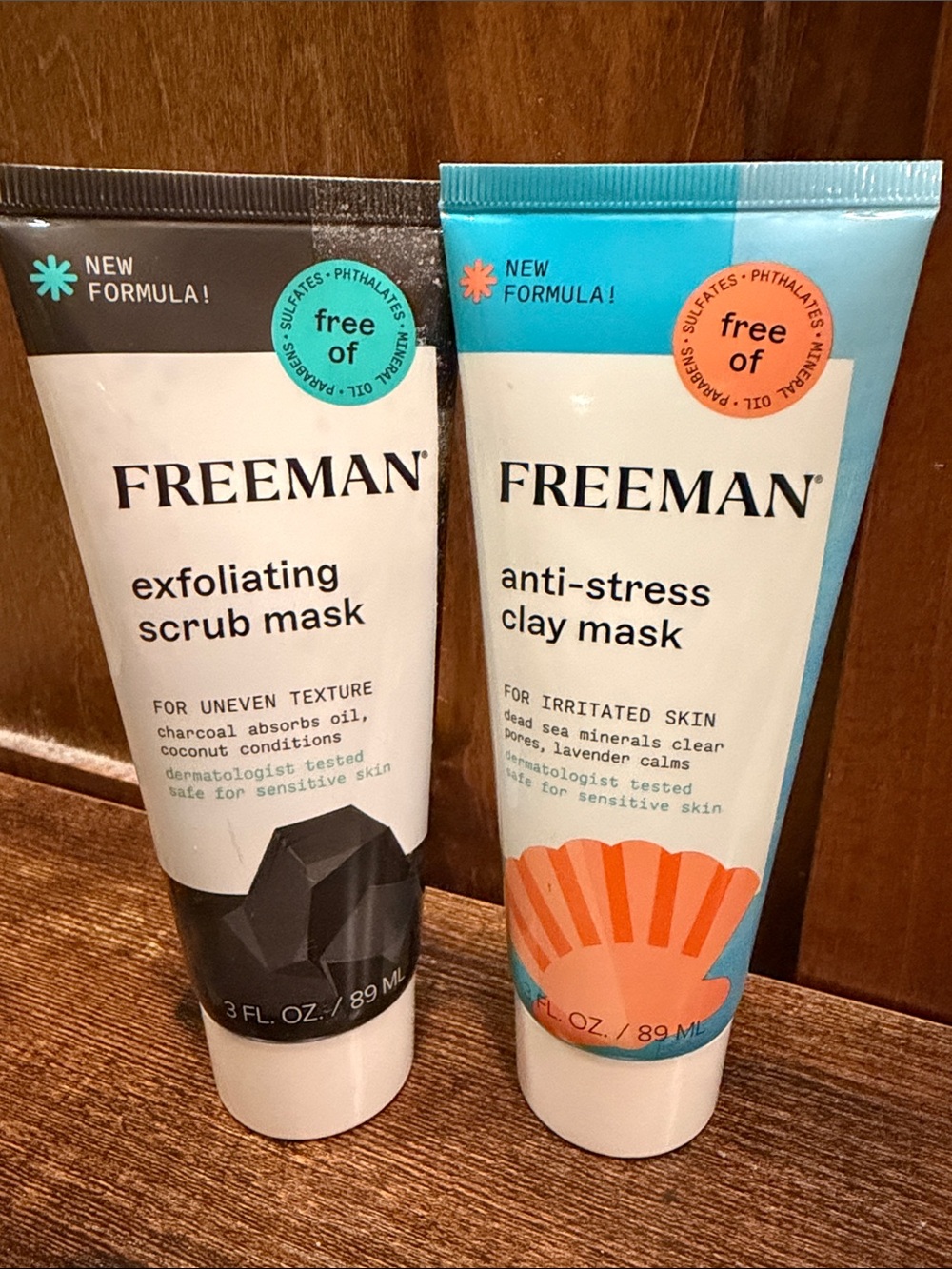 Freeman Women’s Anti-Stress Clay Mask - Teal & Orange & Exfoliating Scrub Mask
